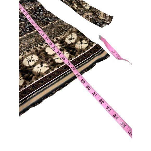 Susan Lawrence Babydoll Style Belle Sleeve Patterned Top Womens Large - Picture 9 of 9